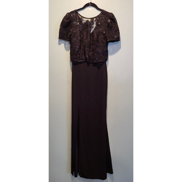 Dress the Population Dresses & Skirts - NWOT Dress The Population Black Evening Formal Maxi Dress Sequins Lace Slit XS